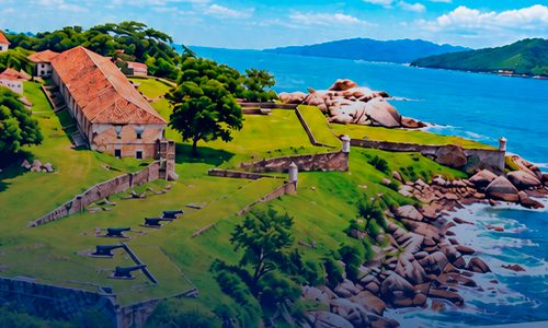 Fortaleza histórica na Ilha de Anhatomirim
